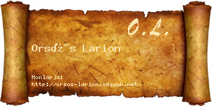 Orsós Larion névjegykártya